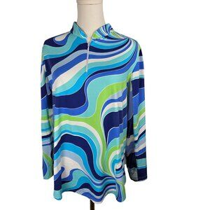 Famazee By Donati Vittorio 1/4 Zip Shirt Size XL UV50 Quick Dry Long Sleeve Blue